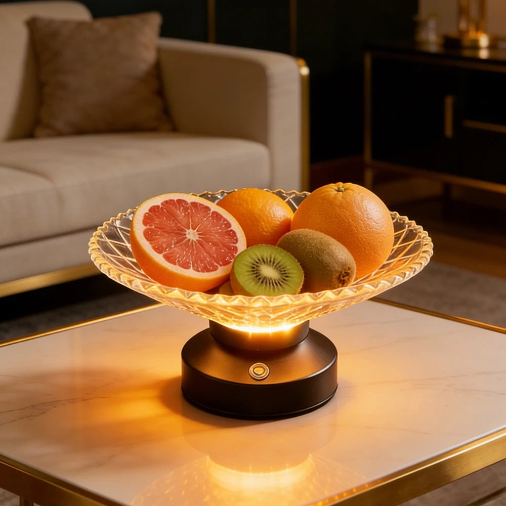 New Arrival LED Night Light Plate Living Room Table Household Basket Exquisite Plate High-End Candy Dried Snacks Storage Lamp Peaceful Pleasures Health and Wellness