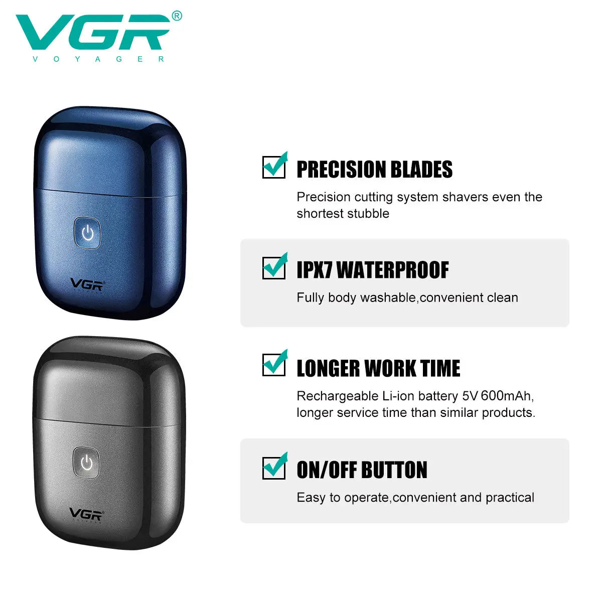 VGR 340 Shaver Professional Electric Razor Reciprocating Shaving Machine IPX7 Waterproof Beard Trimmer Mini Shaver for Men Peaceful Pleasures Health and Wellness