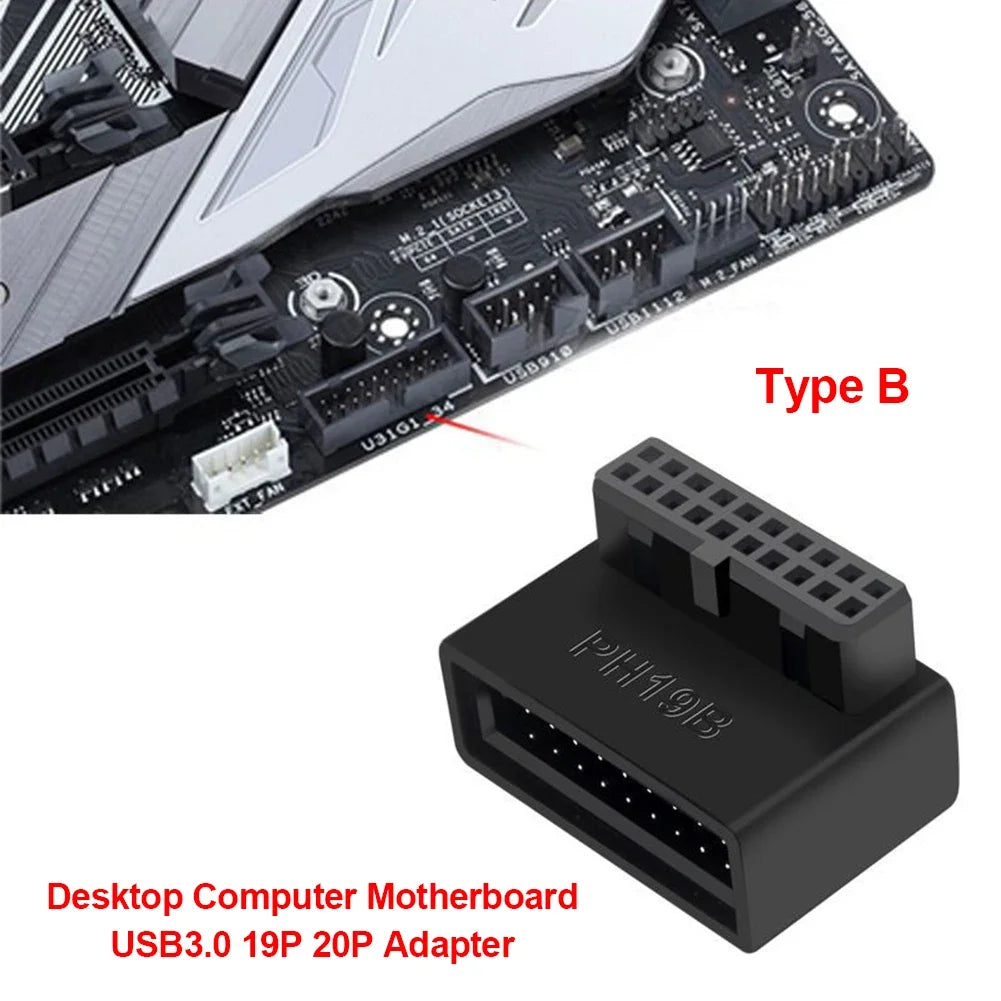 USB 3.1 Type-C 90° Internal Header Adapter – Type-E Converter