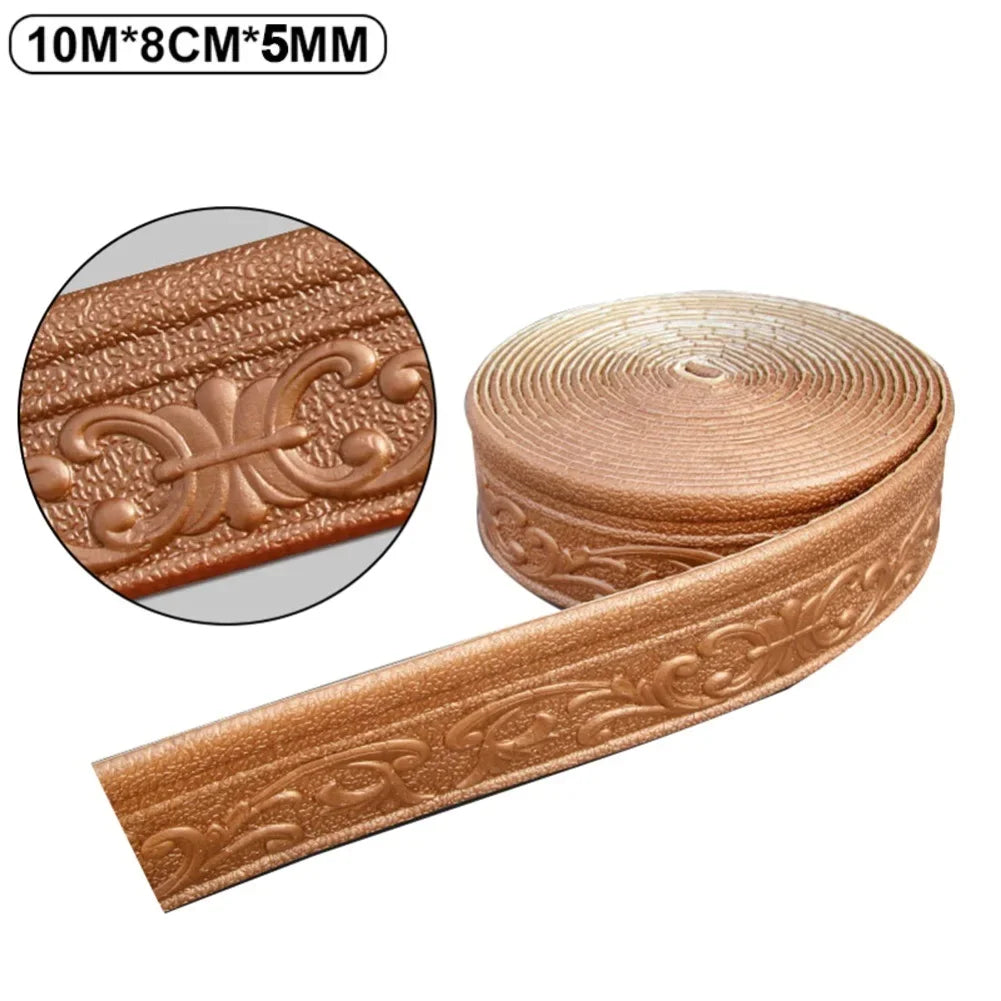 3D Self-adhesive Trim Decor 10mx8cmx5mm Wall Border Strip Waterproof