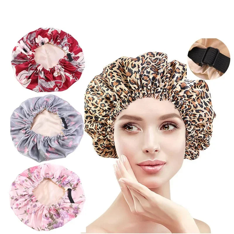 Double Layer Satin Sleep Bonnet | Adjustable Night Cap