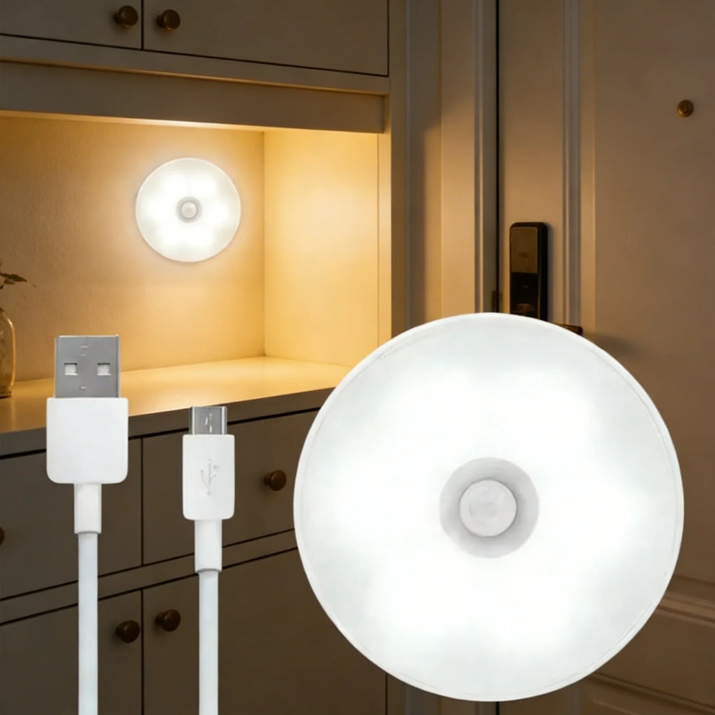 Motion Sensor LED Night Light | USB Rechargeable – 120° Auto