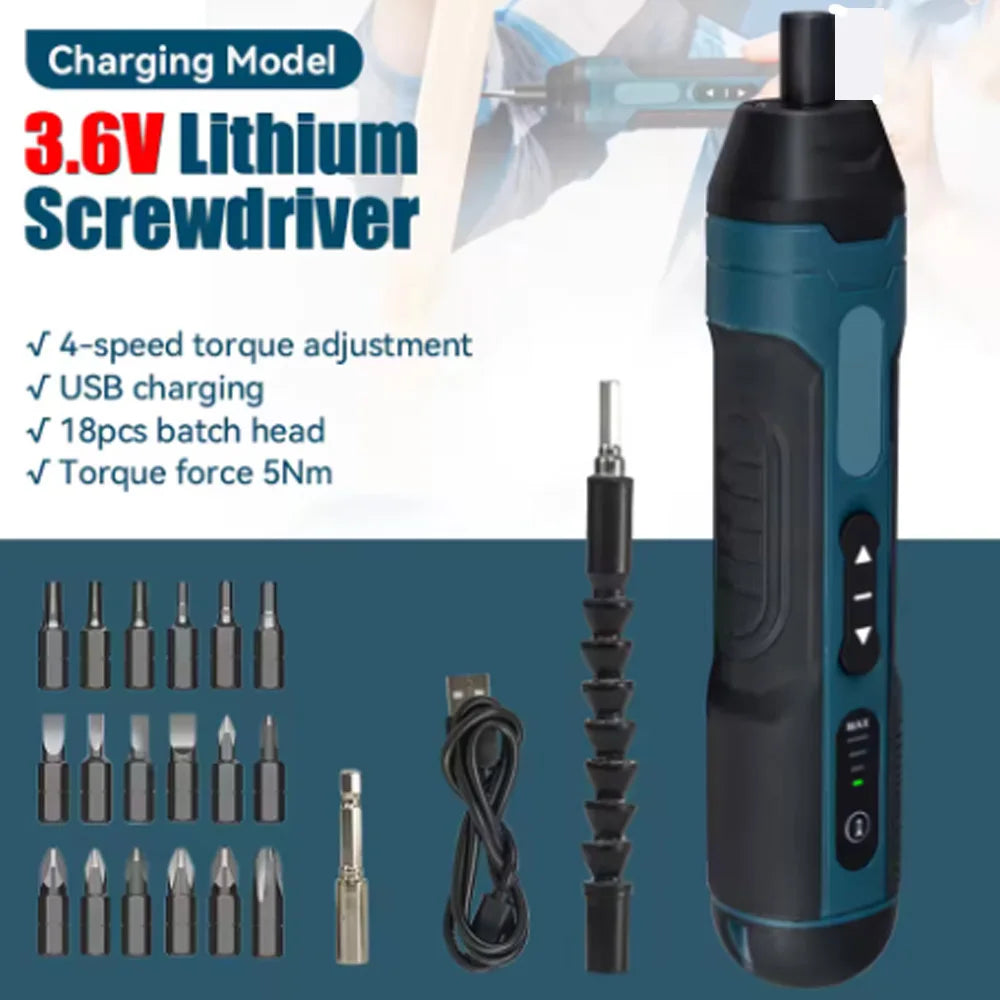 Mini Cordless Electric Screwdriver 1300mAh Rechargeable,Adjustable Torque Power Drill Multi-function Home DIY Repair Tool Peaceful Pleasures Health and Wellness