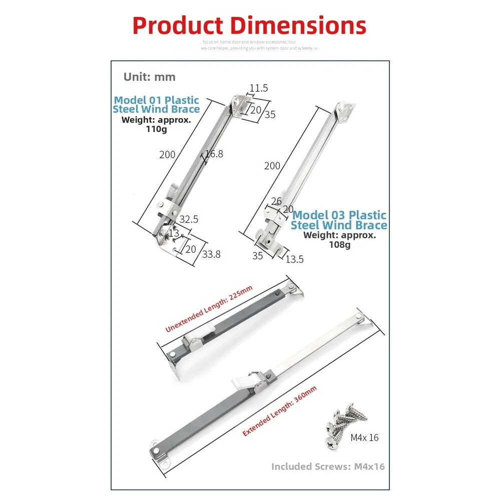 Telescopic Window Support Wind Stopper & Casement Limiter Lock