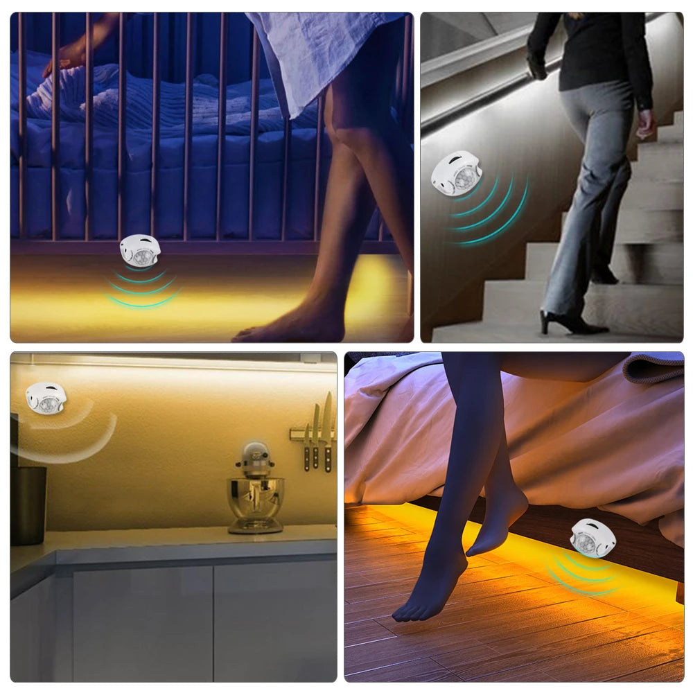 1M-5M PIR Motion Sensor 12V LED Strip Light Auto On/Off Human Body Induction LED Tape for Cabinet Stairs Wardrobe Closet Kitchen Peaceful Pleasures Health and Wellness