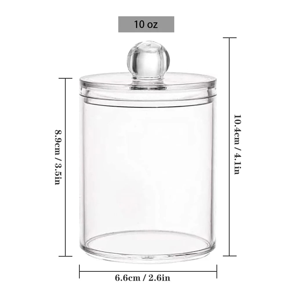 Q-tip Holder Storage Canister with Lid – 2-Pack Clear Apothecary Jar Organizer for Cotton Balls, Swabs & Floss