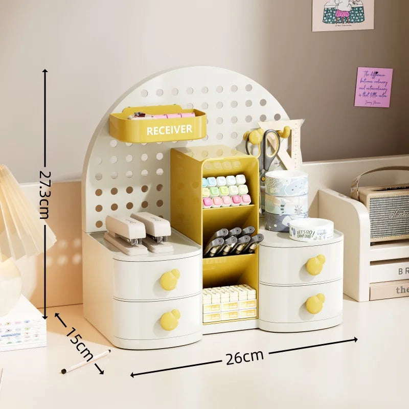 Multifunctional Desktop Organizer – Drawer, Pegboard & Compartments