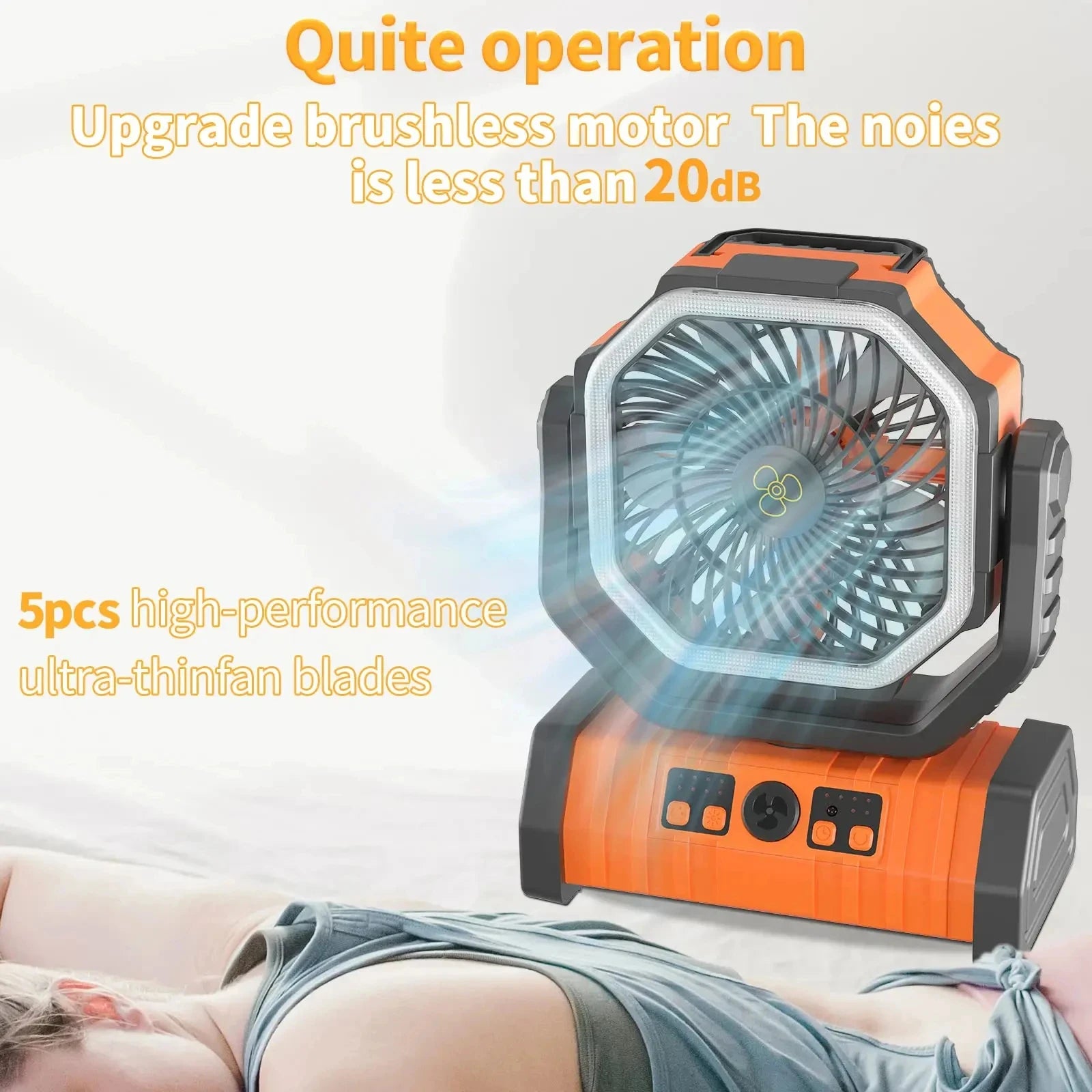 20000mAh High-Capacity Battery LED Light Camping Fan Movable Wireless Air Circulators Outdoor Ventilador with Hook Peaceful Pleasures Health and Wellness
