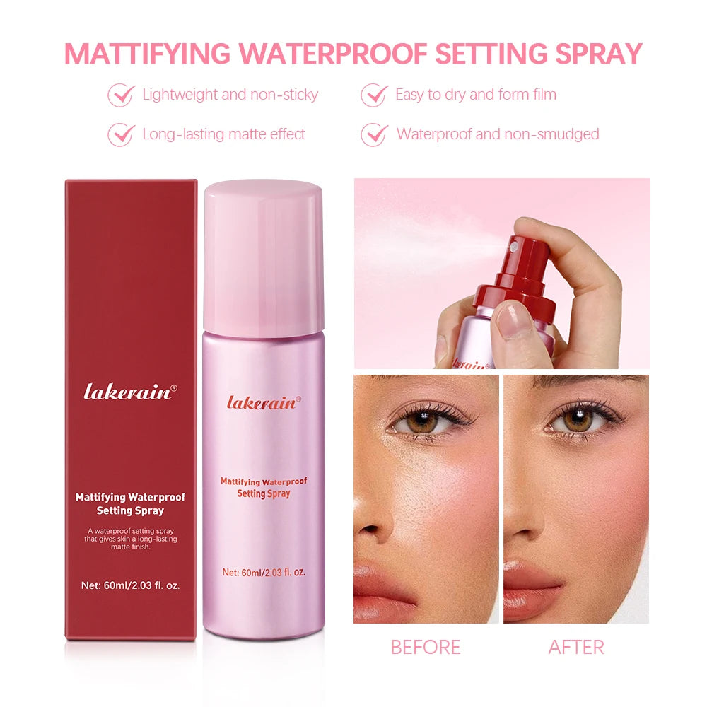 Long-Lasting Setting Spray Glossy Matte Base Makeup Oil Control Waterproof Moisturizing Make-up Fixer Spray for All Skin Style Peaceful Pleasures Health and Wellness