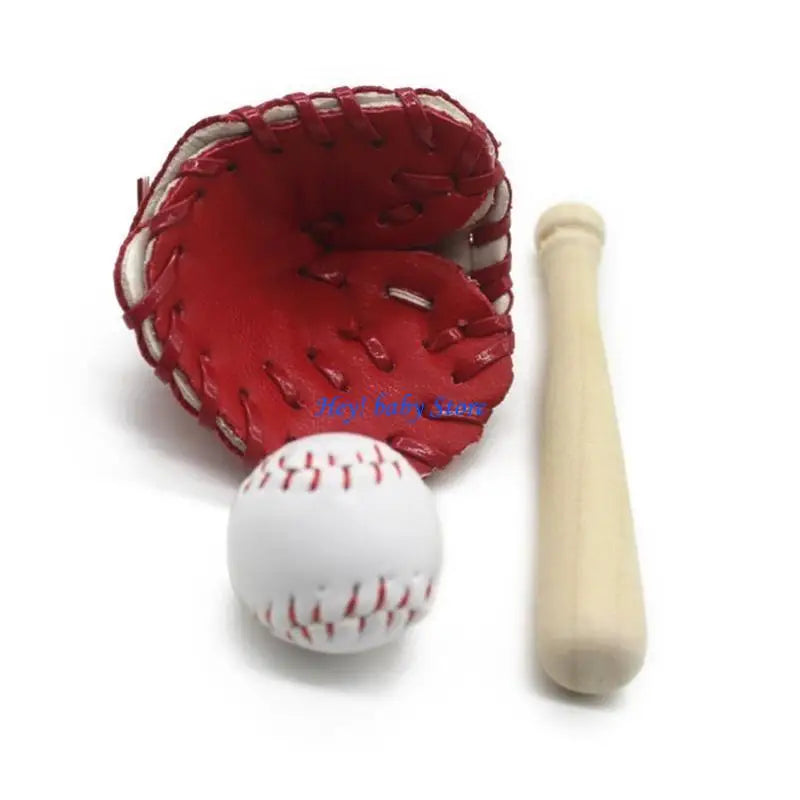 Newborn Photography Props Mini Baseball & Glove Set | 0–6M