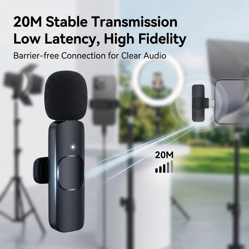 Wireless Lavalier Microphone Audio Video Recording Mini Mic for Type-C Smartphones Vlogging Facebook Videos Audio Recording Peaceful Pleasures Health and Wellness