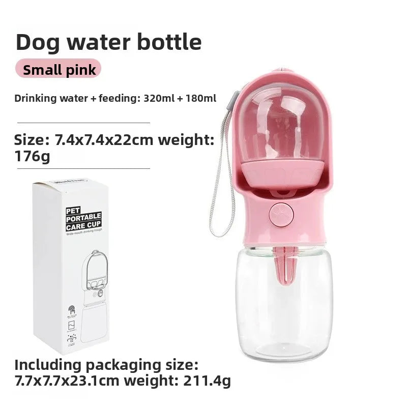 Portable Dog & Cat Water Bottle with Food Storage | Travel Pet Bowl
