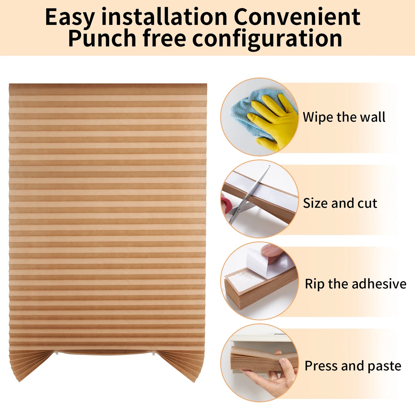 Large Size Self-adhesive Pleated Blinds Bathroom Balcony Shade Half /Full Blackout Window Curtains for Bedroom Living Room Peaceful Pleasures Health and Wellness