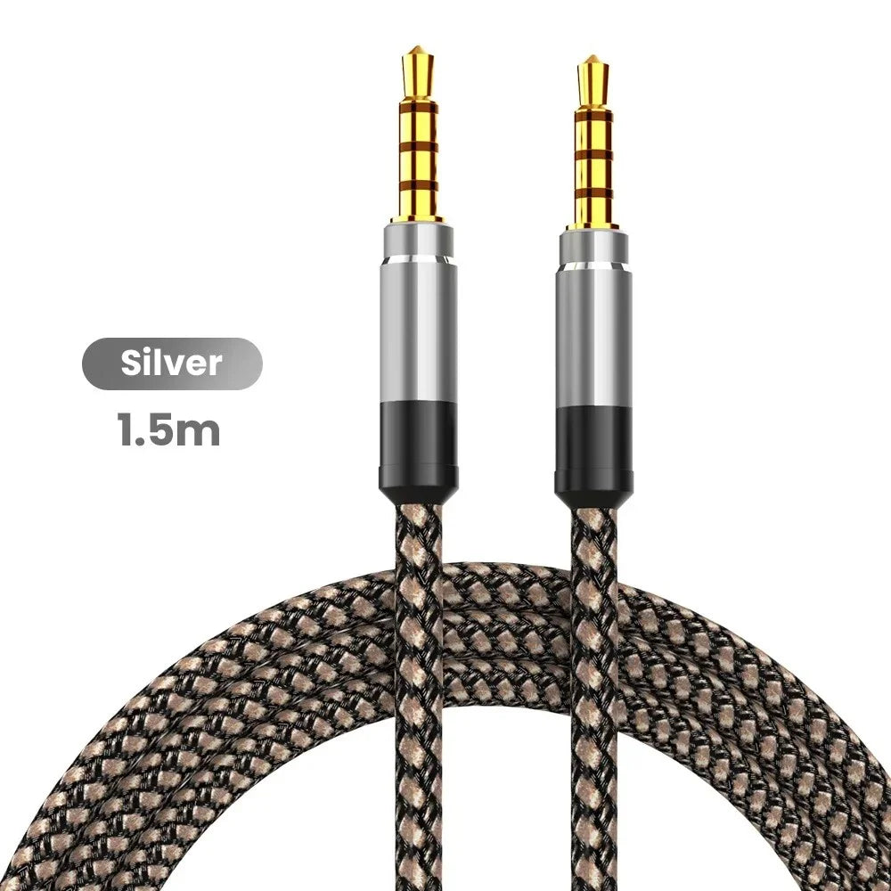 3.5mm Nylon Braided AUX Cable 4-Pole 1.5M | Car & Headphone