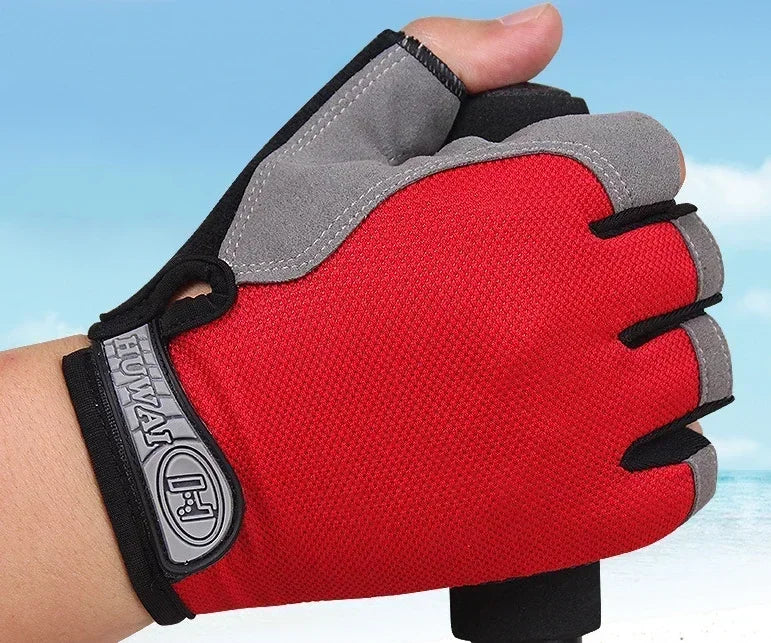 Fingerless Gym & Cycling Gloves – Anti-Slip, Men & Women Fingerless Cycling Gloves Peaceful Pleasures Health and Wellness Ordinary-Red S