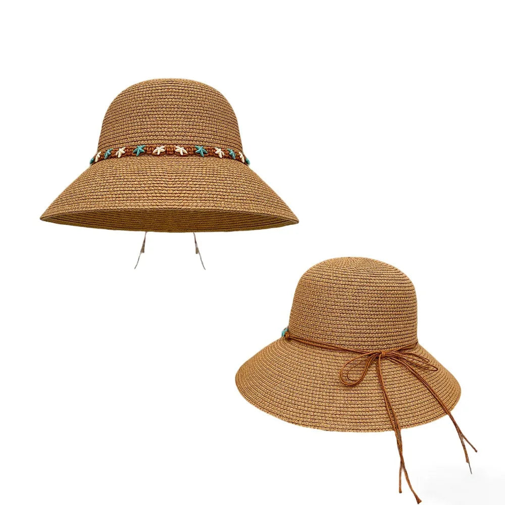 Starfish Wide Brim Straw Sun Hat – Foldable & Elegant