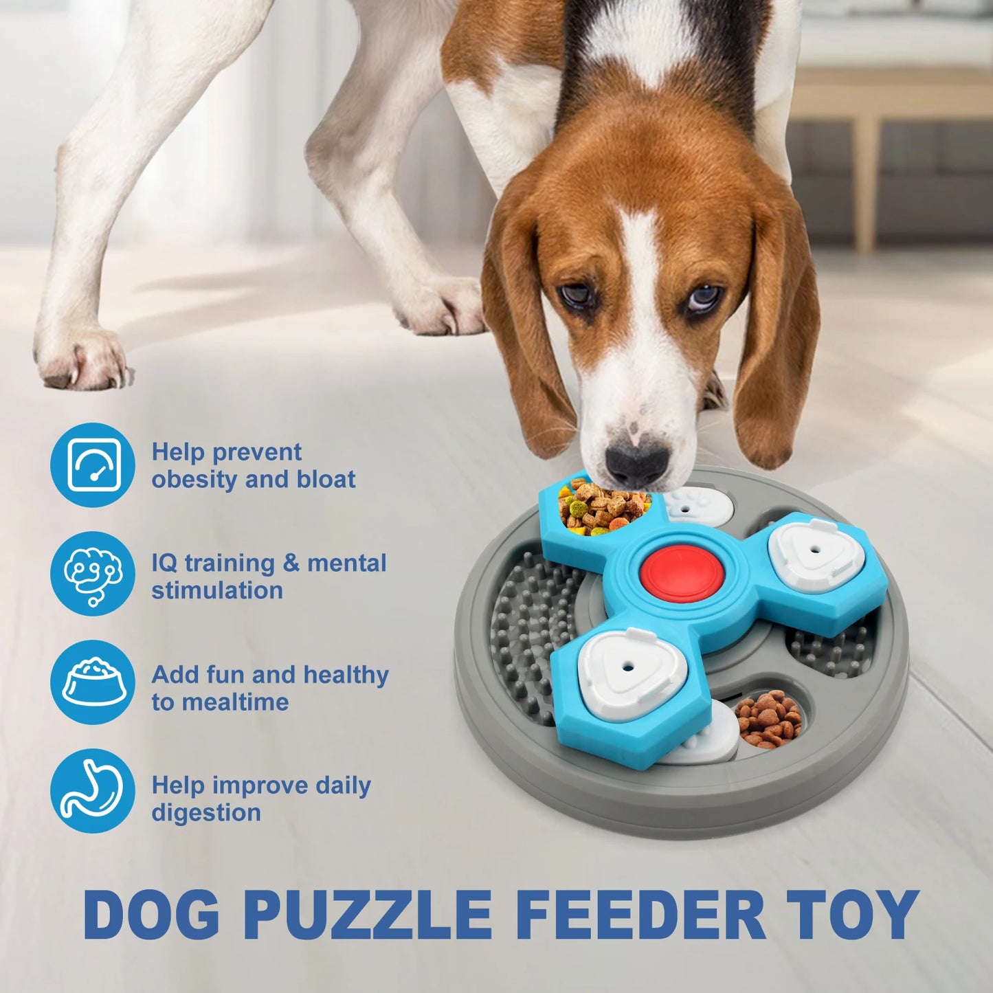 2-Layers Dog Puzzle Toys Slow Feeder Food Dispenser Interactive