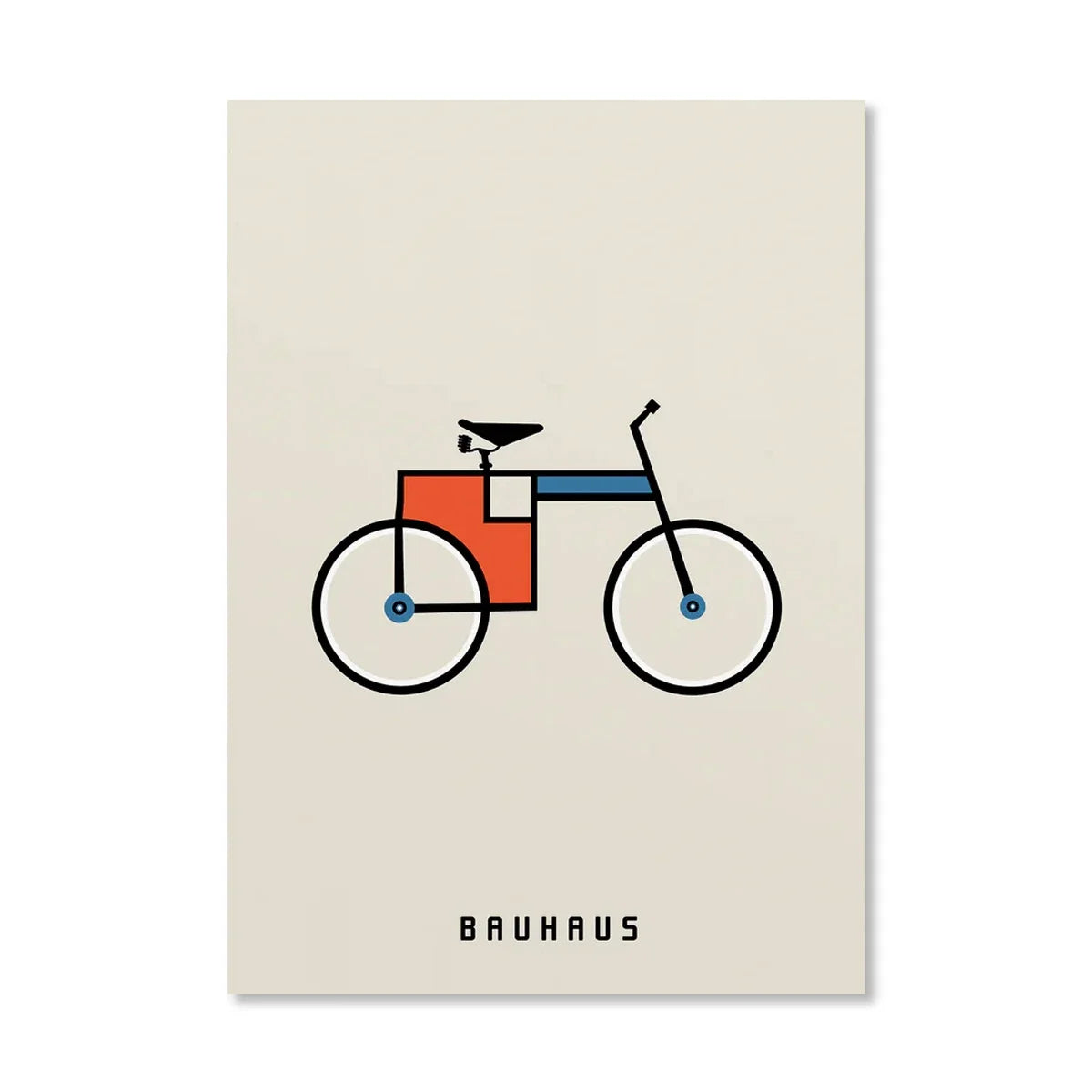 Abstract Orange Bauhaus Geometric Canvas Wall Art | Bicycle Print