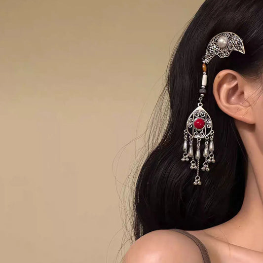 2pcs Ethnic Mongolian Style Hair Clips For Women Retro Court Design With Cultural Elements Peaceful Pleasures Health and Wellness