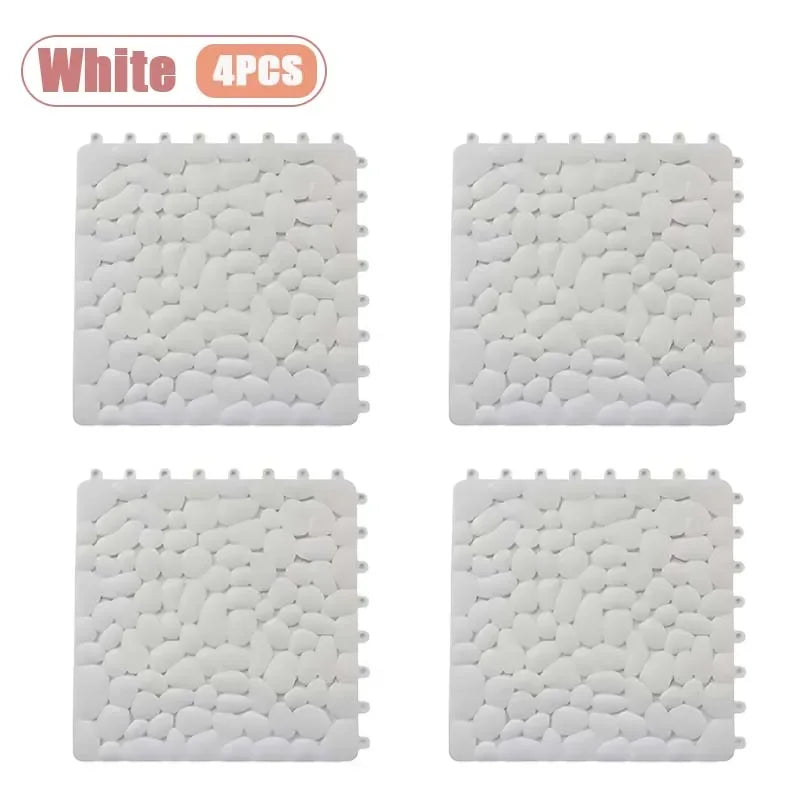 Non-Slip Pebble Bath Mat 30×30cm | Waterproof Splicing Shower Pad