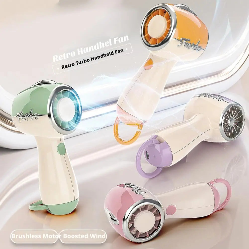 Mini Cooling Electric Fan Portable Super Powerful Wind Electric Fan Silent Turbine High-speed Home Handheld Type-C Charge Fan Peaceful Pleasures Health and Wellness