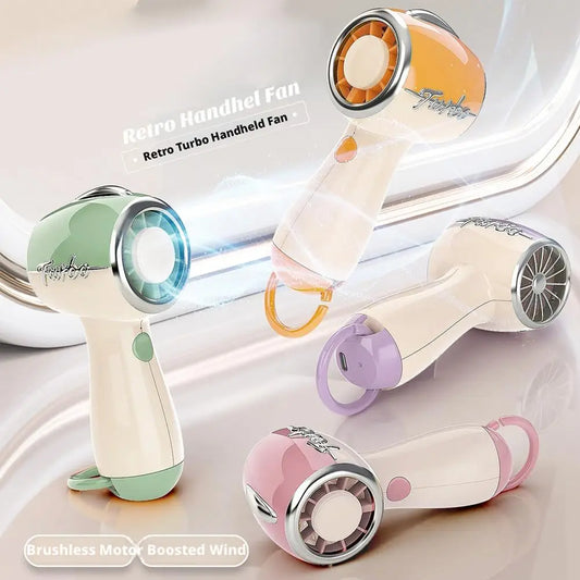 Mini Cooling Electric Fan Portable Super Powerful Wind Electric Fan Silent Turbine High-speed Home Handheld Type-C Charge Fan Peaceful Pleasures Health and Wellness