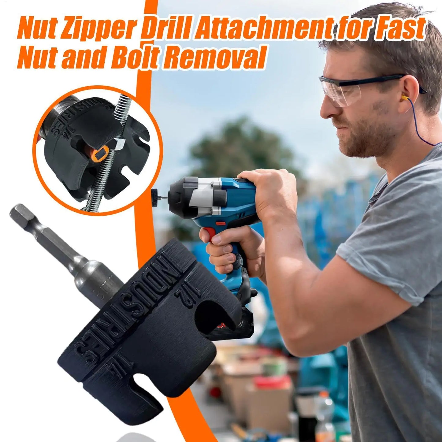 Heavy Duty Nut Zipper Hex Shank Drill Attachment | Nut Driver