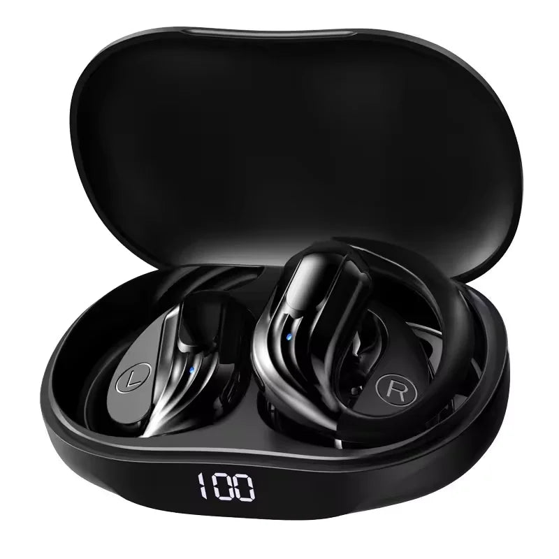 Wireless Bluetooth 5.3 Earhook Earphone LED Display Sports Earhook Headphones Deep Bass HiFi Stereo Noise Cancelling Earphones Peaceful Pleasures Health and Wellness 1 Pcs