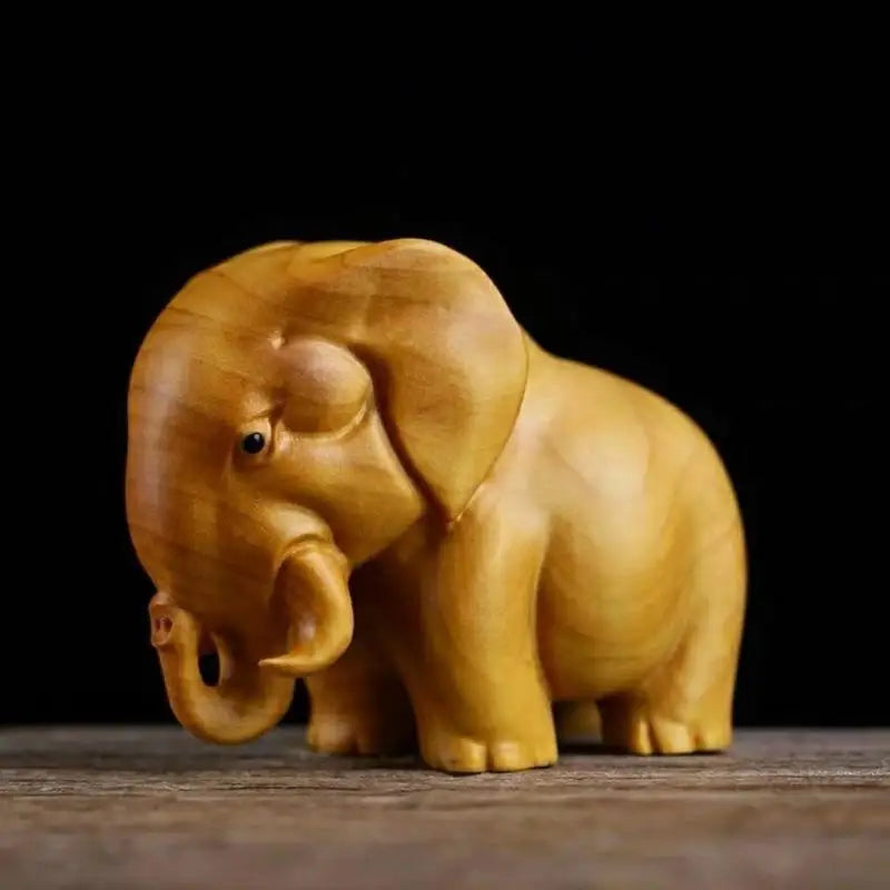 Handmade Wood Carving Animal Figurines – Rhino, Hippo, Elephant