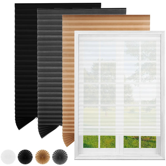 Blind for Window Self Adhesive Pleated Blinds Cordless No Drill Light Filtering Room Darkening Blackout Shades for Home Travel Peaceful Pleasures Health and Wellness