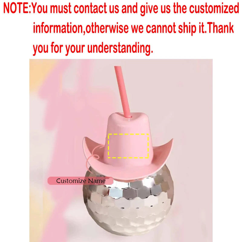 Personalized Disco Ball Cowboy Hat Cup 20oz | Bachelorette Party