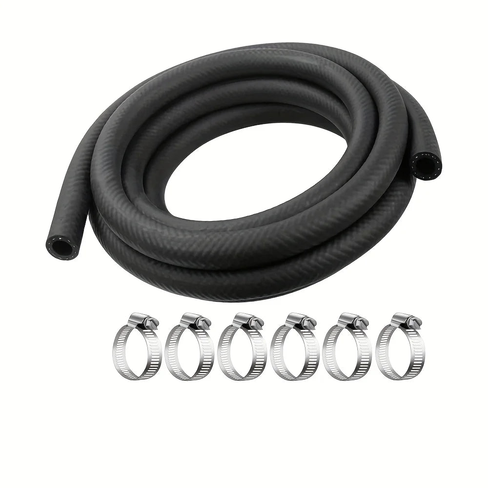Gasoline Hose 6 Clamps Gas Pipes Lawn Mower Fuel Lines Cars Tractors