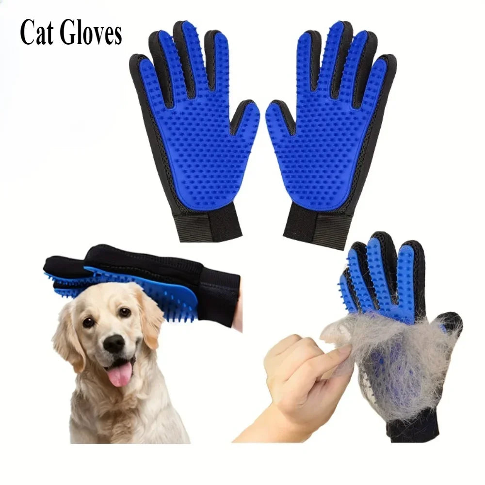 Pet Grooming Gloves for Dogs & Cats – 2-in-1 Deshedding Mitt