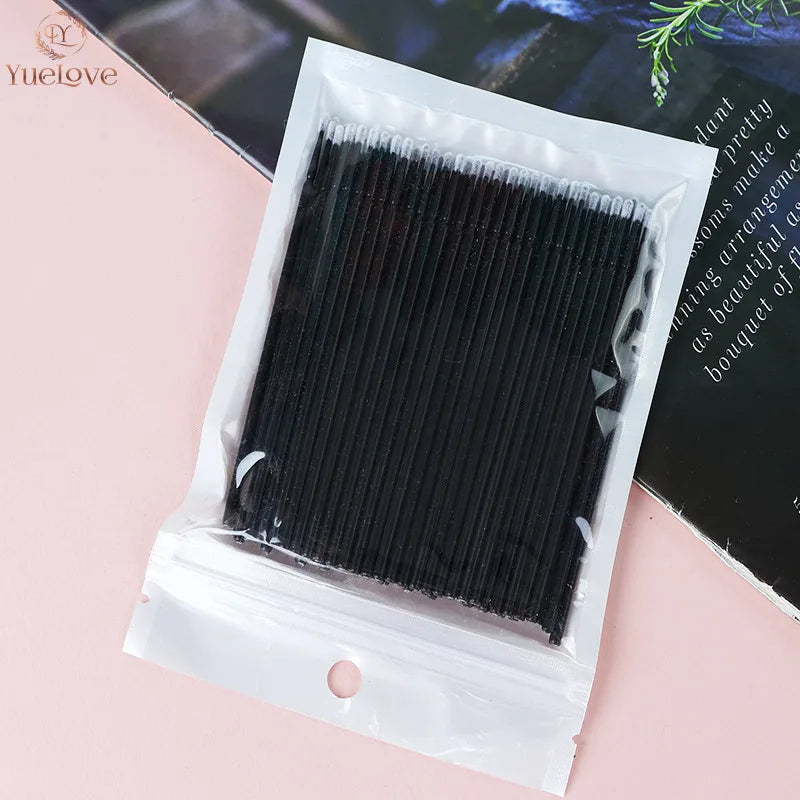 100Pcs Eyelash Micro Cleaning Brushes | Lash Extension Swabs
