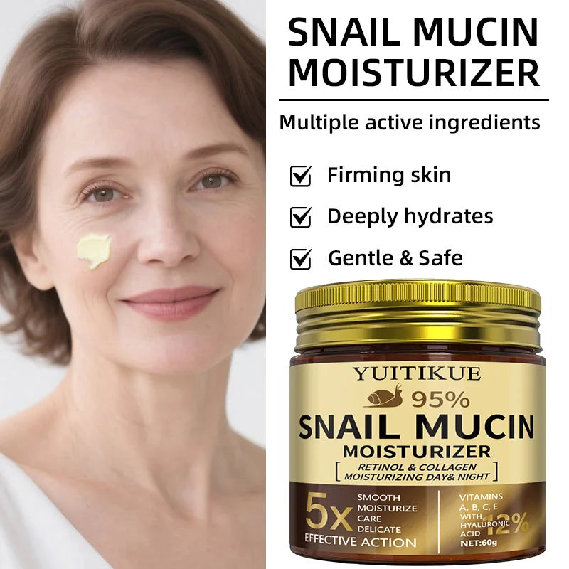 YUITIKUE 95% Snail Mucin Cream with Retinol & Collagen - For Firm, Smooth & Hydrated Skin, Day & Night Use Peaceful Pleasures Health and Wellness