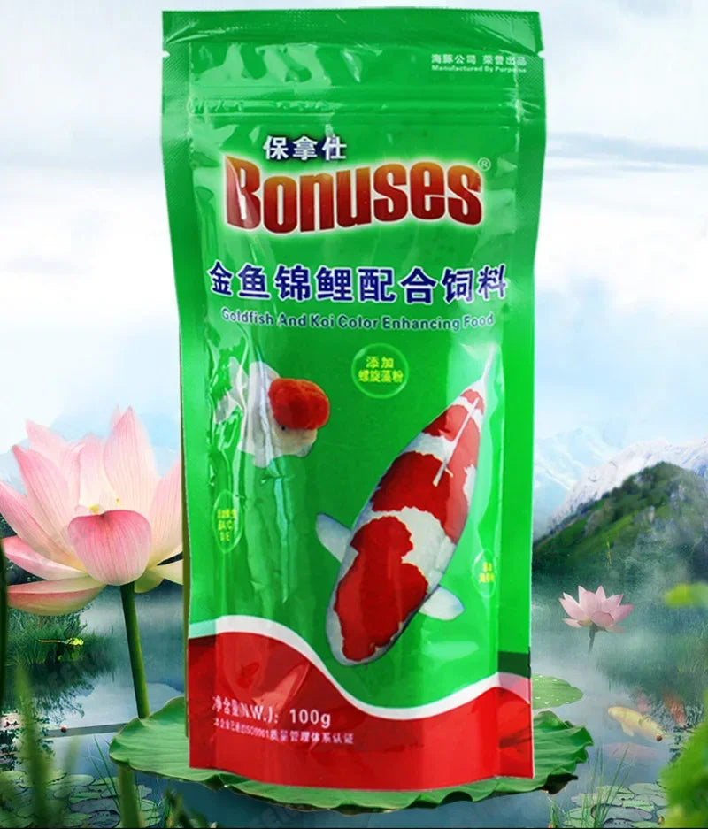 100g Floating Small-Grain Tropical Fish Food:Spirulina-Enriched for Goldfish/Guppies/Koi,Color-Enhancing Aquarium Feed Accessory Peaceful Pleasures Health and Wellness 1PCS green