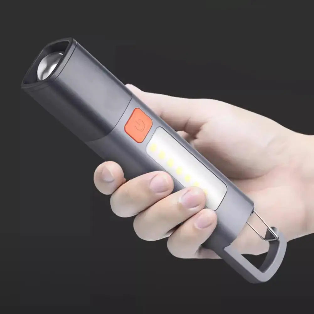 COB LED Camping Flashlight with Hook | USB Rechargeable Torch