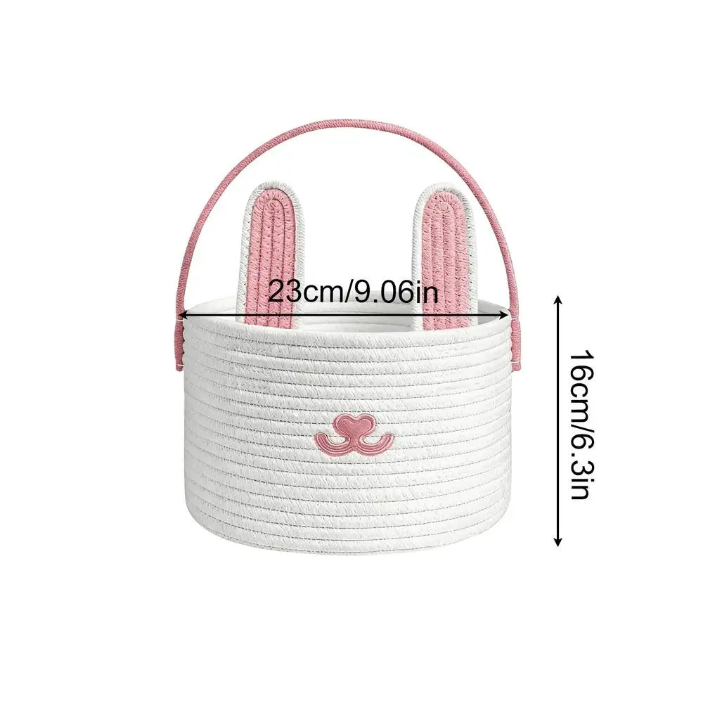 Easter Bunny Basket for Kids – Cotton Rope Egg Hunt Basket