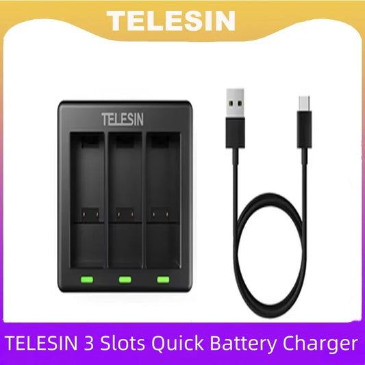 TELESIN Quick Battery Charger 3 Slots Battery Charger for GoPro 9 10 11 for GoPro Hero Black 11 10 9 Action Camera Accessories Peaceful Pleasures Health and Wellness