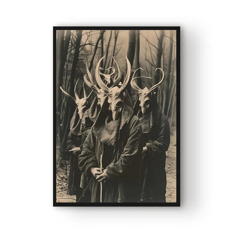 Retro Witches Coven Gothic Canvas Print | Halloween Witch Art Gothic Canvas Print Peaceful Pleasures Health and Wellness