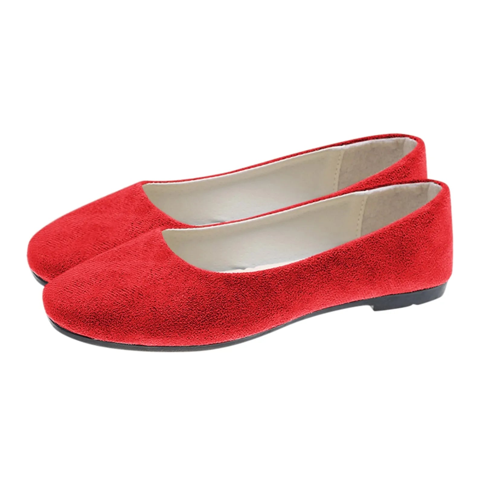 Woman Flats Casual Round Toe Cute Flats Flock Mocasines Ballerina Church Flats Female Suede Elegant Soft Sole Mom Shoes Peaceful Pleasures Health and Wellness 39 Red