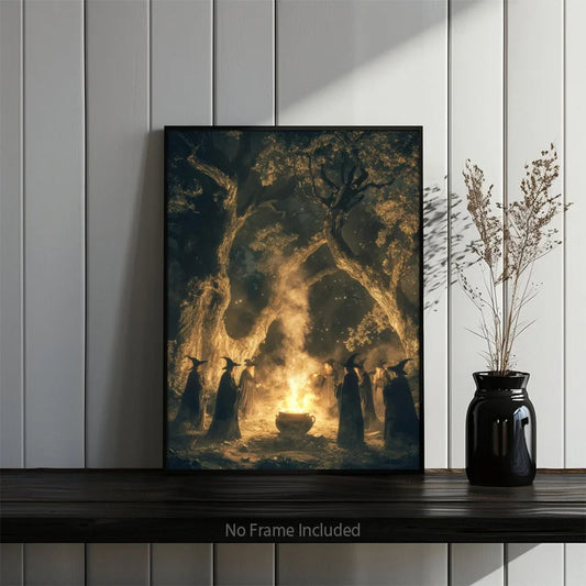 Vintage Gothic Witch Wall Art Print | Dark Academia Halloween Decor Canvas Wall Art Print Peaceful Pleasures Health and Wellness