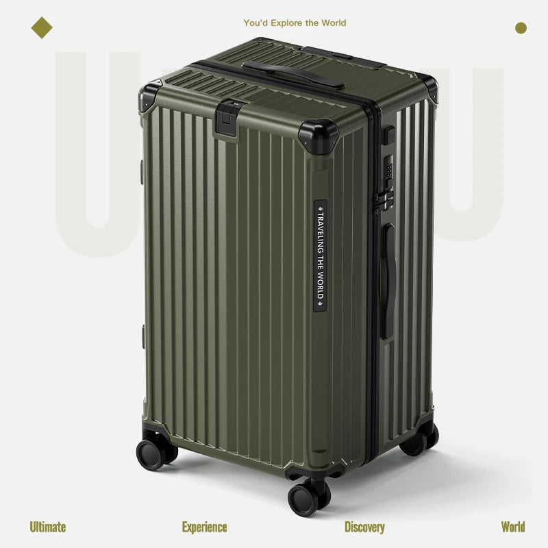 Hard Shell Carry-On Suitcase Rolling Travel Luggage with Spinner Wheels 20 24 26 28 30 Inch Large Capacity Durable Luggage Peaceful Pleasures Health and Wellness Green Zipper Type 26 inch