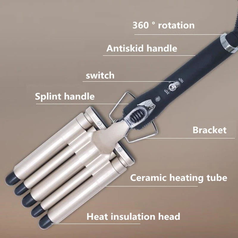 Factory Wholesale Professional Big Wave Salon Best High Quality LCD Triple Barrel Portable Automatic Hair Curler Home Use Peaceful Pleasures Health and Wellness