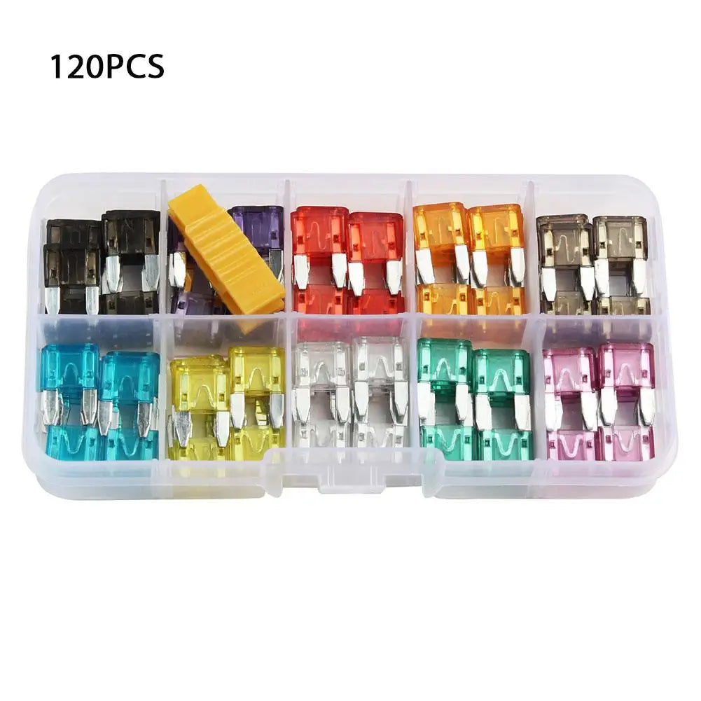 Car Fuse Blade Set Zinc Aluminum Automotive Fuse Assortment Mini Small Medium Size Fuse Box Kit for Vehicle Peaceful Pleasures Health and Wellness 120pcs