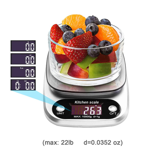 Household Kitchen Scale Electronic Food Scale Baking Scale Measuring Tool Stainless Steel Platform With Lcd Display 5kg/ 10kg Peaceful Pleasures Health and Wellness