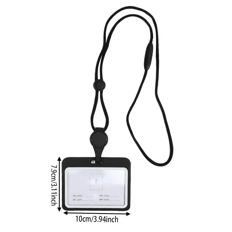 Retractable Badge Reel with Lanyard Transparent ID Card Holder Nurse Accessories for Work Removable Credential Clip Peaceful Pleasures Health and Wellness Black Horizontal
