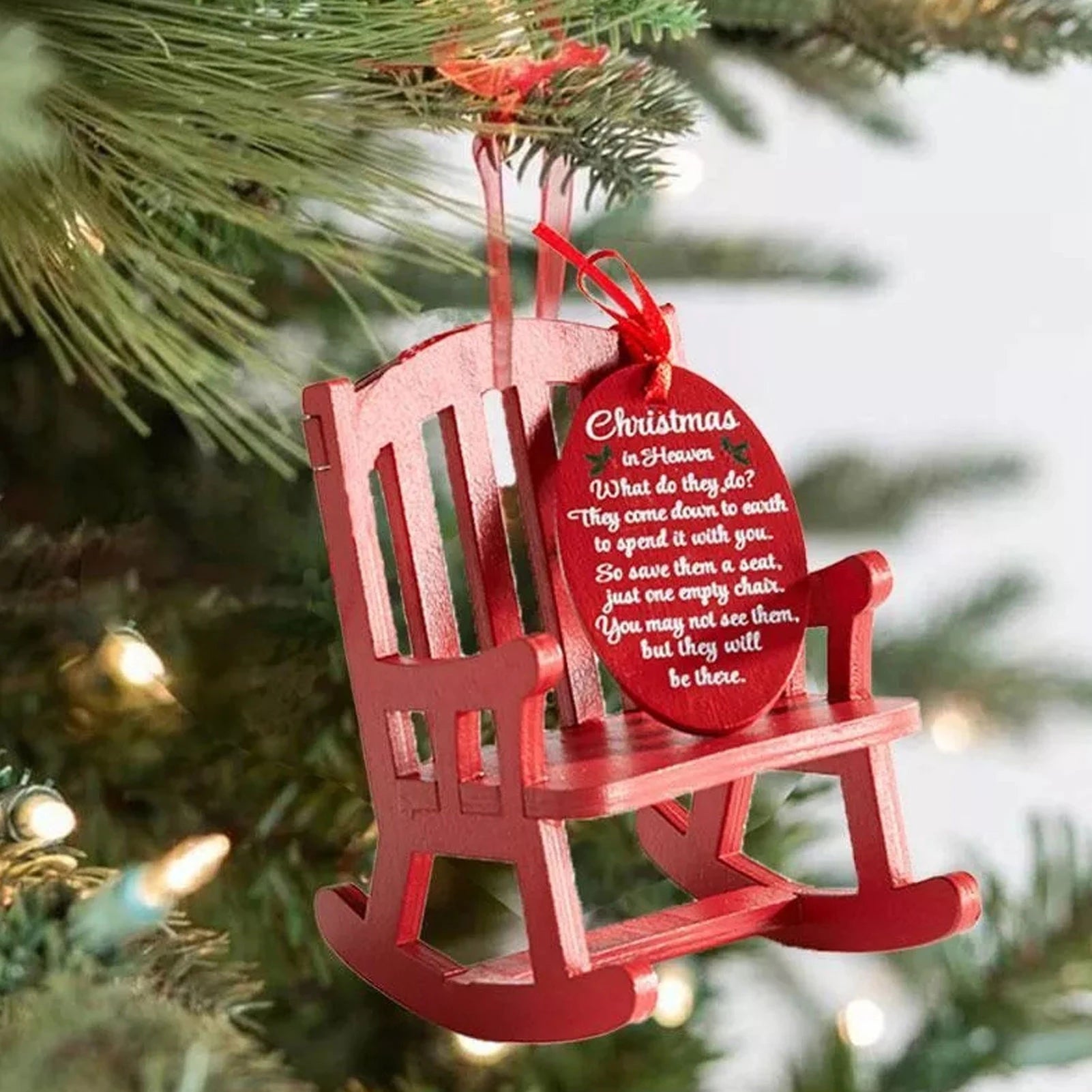 Christmas In Heaven Memorial Ornament Mini Wooden Rocking Chair with Meaningful For Christmas In Heaven Peaceful Pleasures Health and Wellness