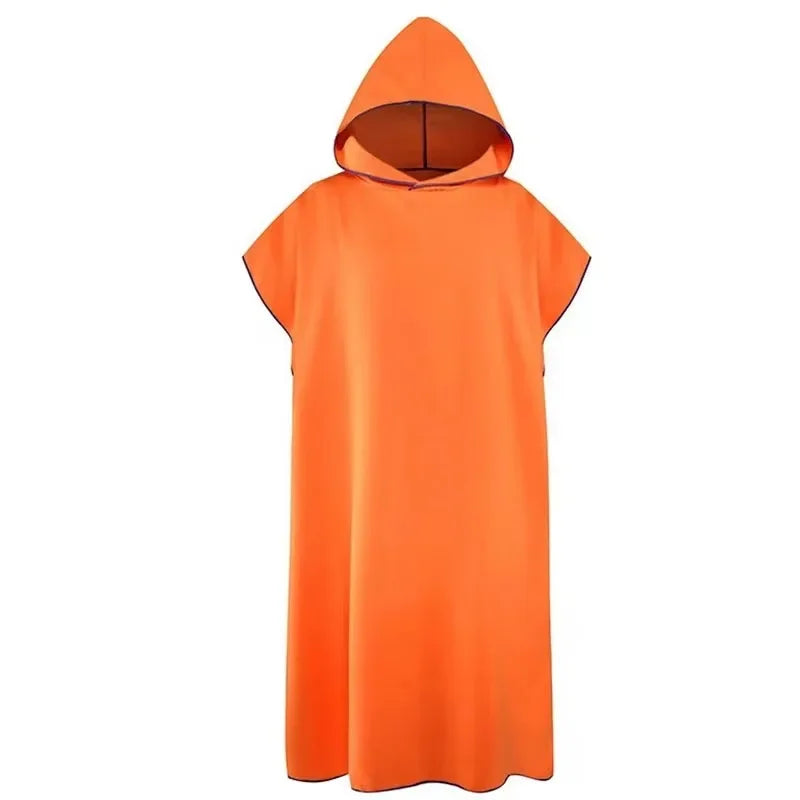 Microfiber Surf Poncho Hooded Changing Robe | Quick-Dry Beach Towel Surf Changing Robe Peaceful Pleasures Health and Wellness Orange