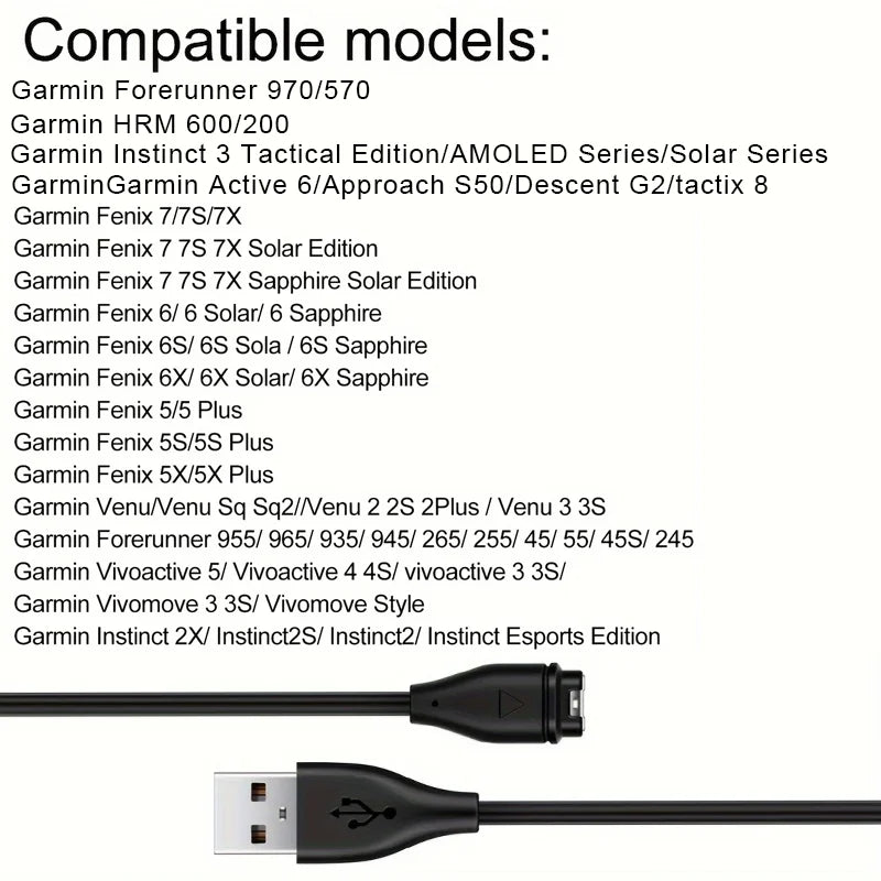 Garmin Watch Charger Cable – Fenix 7/6/5, Vivoactive, Instinct